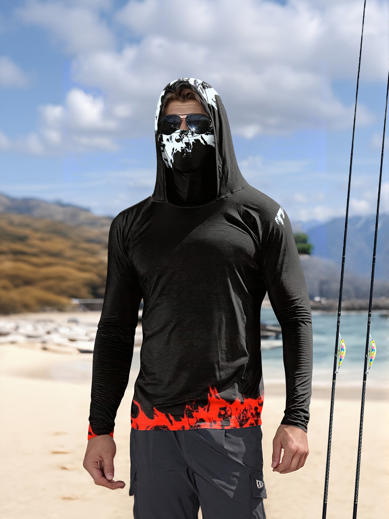قميص صيد للرجال بأكمام طويلة،  - مراجعة Fishing Hoodie وسعره