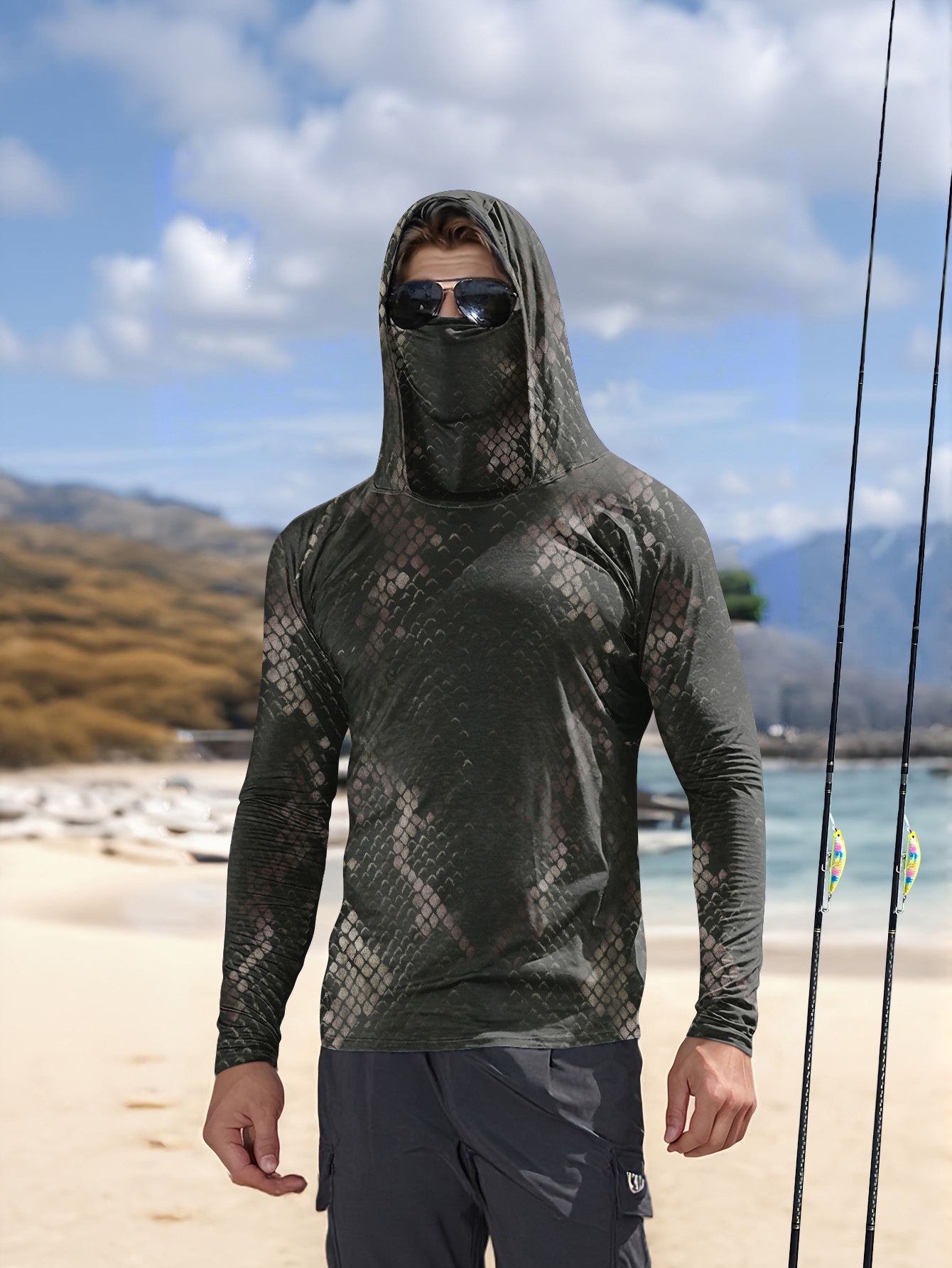 قميص صيد للرجال بغطاء للرأس وأ - مراجعة Fishing Hoodie وسعره
