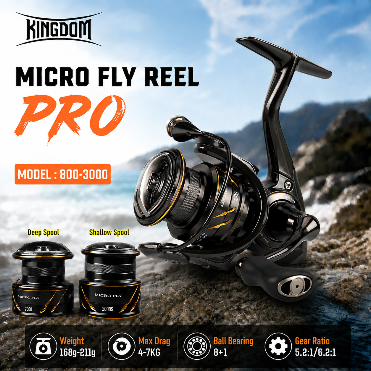 بكرة صيد دوارة Kingdom Micro F - مراجعة Shimano Reel Stradic وسعره